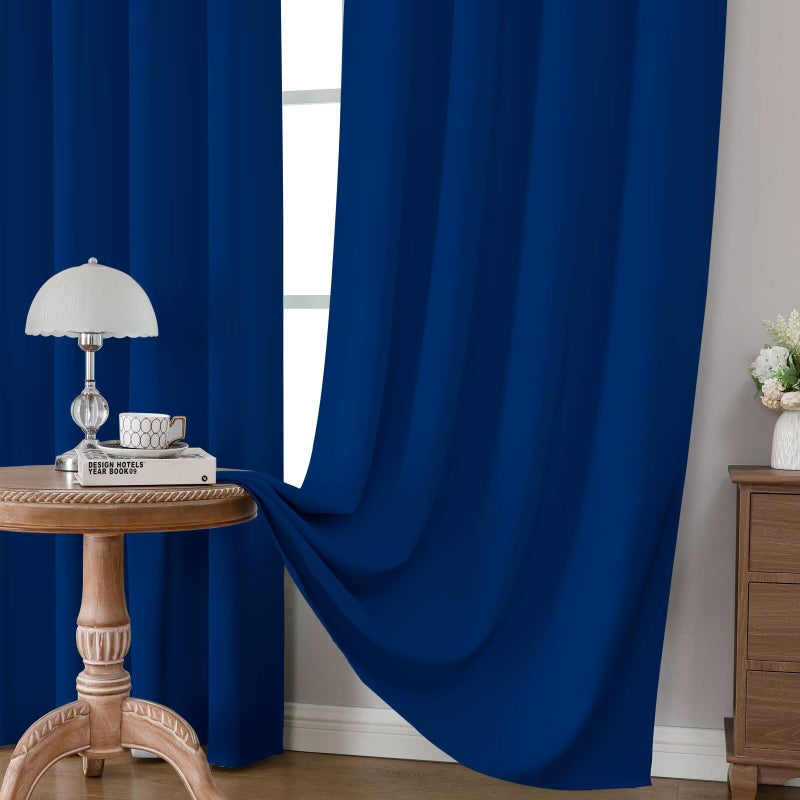 CUCRAF Royal Blue Blackout Curtains 84 inch Length 2 Panels Set, Rod Pocket Room Darkening Drapes for Bedroom Living Room, Insulated Thermal Light Blocking Window Curtain (W52 x L84 Inch) - Image 5
