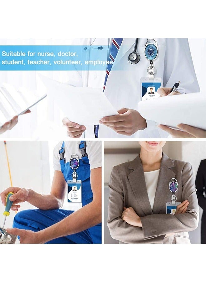 بكرة شارة جل السيليكا قابلة للسحب مع مشبك تمساح دوار ، مشبك شارة زجاج كريستال ABS مشبك معرف حامل بطاقات ، ملحقات عمل مشبك بطاقة الاسم (أزرق) - Image 5