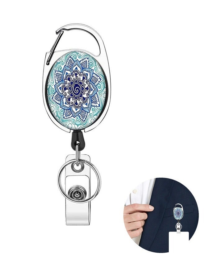 بكرة شارة جل السيليكا قابلة للسحب مع مشبك تمساح دوار ، مشبك شارة زجاج كريستال ABS مشبك معرف حامل بطاقات ، ملحقات عمل مشبك بطاقة الاسم (أزرق) - Image 1