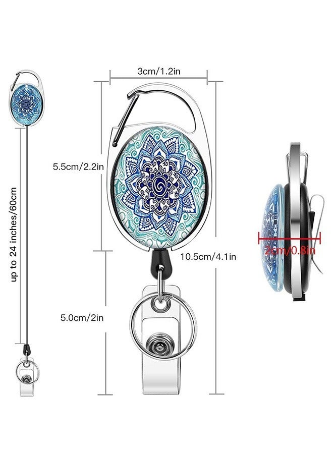 بكرة شارة جل السيليكا قابلة للسحب مع مشبك تمساح دوار ، مشبك شارة زجاج كريستال ABS مشبك معرف حامل بطاقات ، ملحقات عمل مشبك بطاقة الاسم (أزرق) - Image 2
