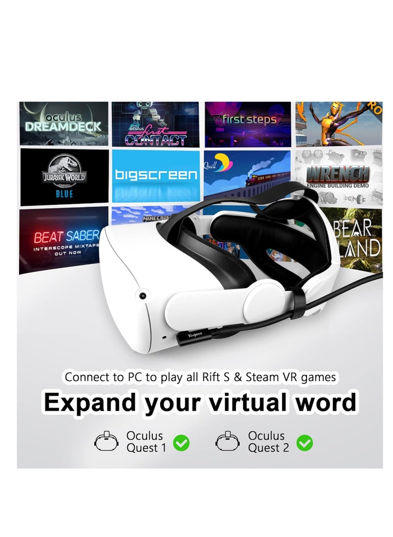 كابل توصيل متوافق مع Oculus Quest 2 بطول 16 قدمًا لكابل سماعة الواقع الافتراضي Oculus Quest 2 / Quest 1 USB 3.0 Type C إلى C كابل شحن عالي السرعة لنقل البيانات لأجهزة الكمبيوتر المخصصة للألعاب - Image 2