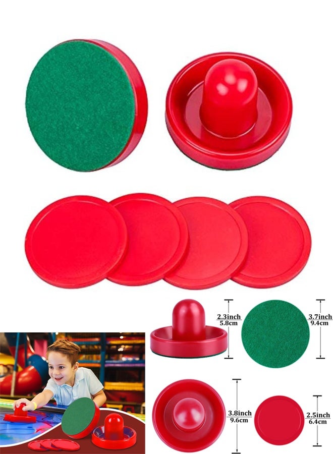 مجموعة واحدة من ادوات الهوكي الهوائي الصغيرة من مقابض الهوكي الهوائي، مقابض مرمى رائعة، ملحقات بديلة - 2 اداة دفع للهوكي الهوائي باللون الاحمر و4 كرات حمراء - Image 1