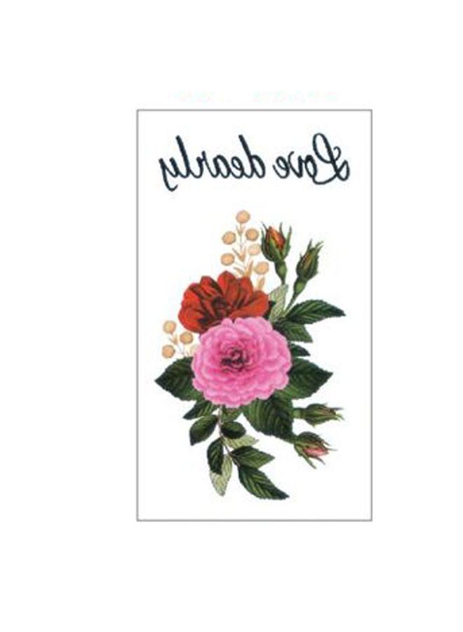 خيشة ملصق تاتو مؤقت عصري مقاوم للماء بتصميم زهرة - Image 1