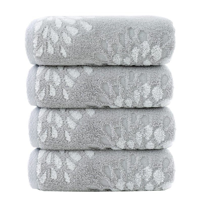 Pidada Hand Towels Set of 4 Hydrangea Floral Pattern 100 Cotton Absorbent Soft Decorative Towel for Bathroom 134 x 295 Inch Light Grey