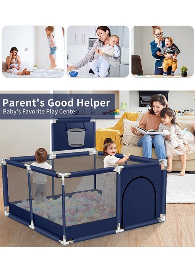 Foldable Baby Playpen With Safety Fence And Basketball Hoop For Indoor Outdoor - Blue - pzsku/ZAE630DF2B5D741867BB0Z/45/_/1734936026/402d620a-addd-488b-84ee-6db1ba0d186b