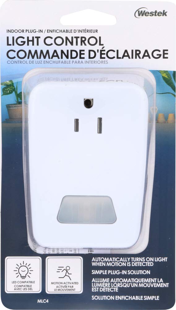 WESTEK AmerTac MLC4BC Westek Indoor Plug-in Motion Activated Light Control – White, 120V 60Hz, 100 deg. Detection Zone | Wireless Motion Sensor - Image 2
