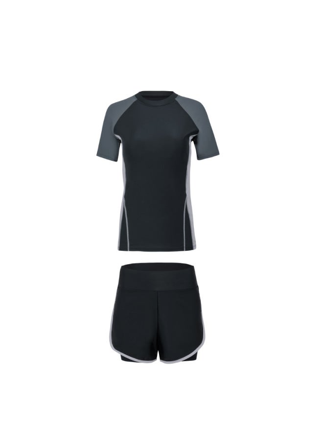 Summer New Style Sporty Two-piece Swimsuit For Women, Slimming And Conservative And Slim-fitting Square-cut Swimsuit