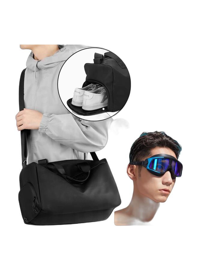 مجموعة السباحة واللياقة البدنية: 1 حقيبة ظهر لياقة سوداء + 1 نظارة سباحة زرقاء - Image 1