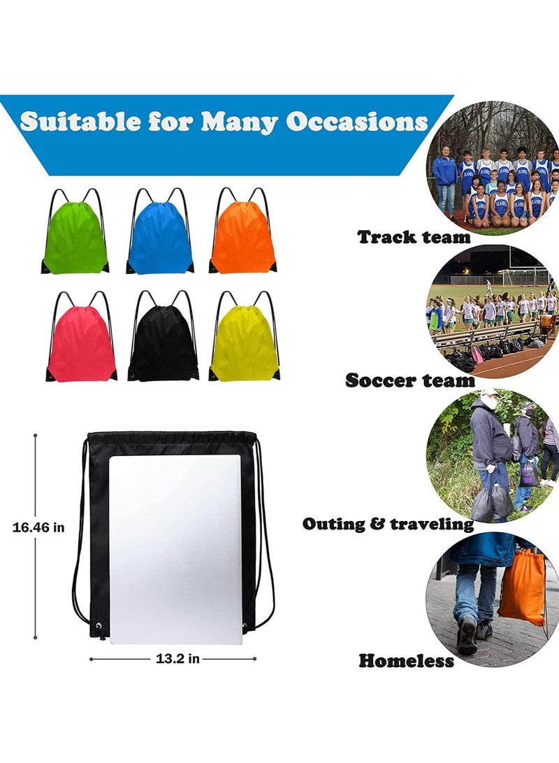 Cuken 6 Pack Waterproof Drawstring Sports Bags, Lightweight Gym Backpacks with Drawstring Closure for School, Travel, Swimming, And Beach Storage, Durable Nylon Organization Sacks (Multicolor) - Image 2