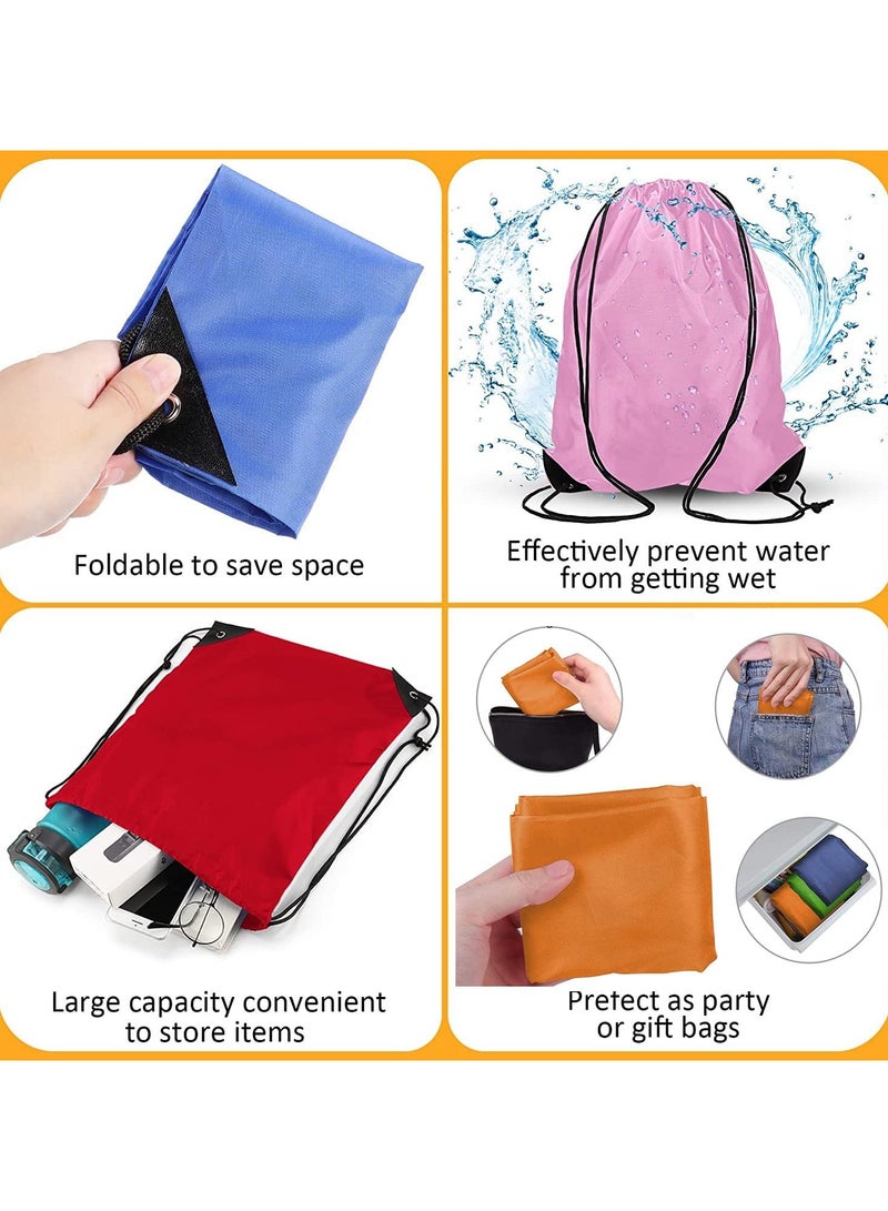 Cuken 6 Pack Waterproof Drawstring Sports Bags, Lightweight Gym Backpacks with Drawstring Closure for School, Travel, Swimming, And Beach Storage, Durable Nylon Organization Sacks (Multicolor) - Image 4