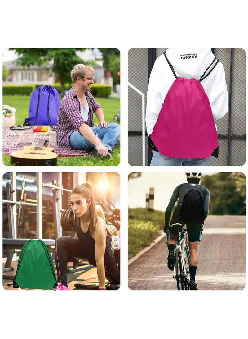 Cuken 6 Pack Waterproof Drawstring Sports Bags, Lightweight Gym Backpacks with Drawstring Closure for School, Travel, Swimming, And Beach Storage, Durable Nylon Organization Sacks (Multicolor) - Image 5