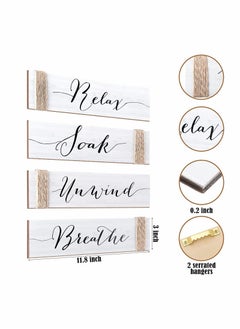 SYOSI 4PACK 12.6X4INCH Family Rustic Wooden Signs Farmhouse Wall Sign Funny Bathroom Art Wood Plaque Entryway Home Decoration for Bedroom Living Room Office House Decor  - Image 4
