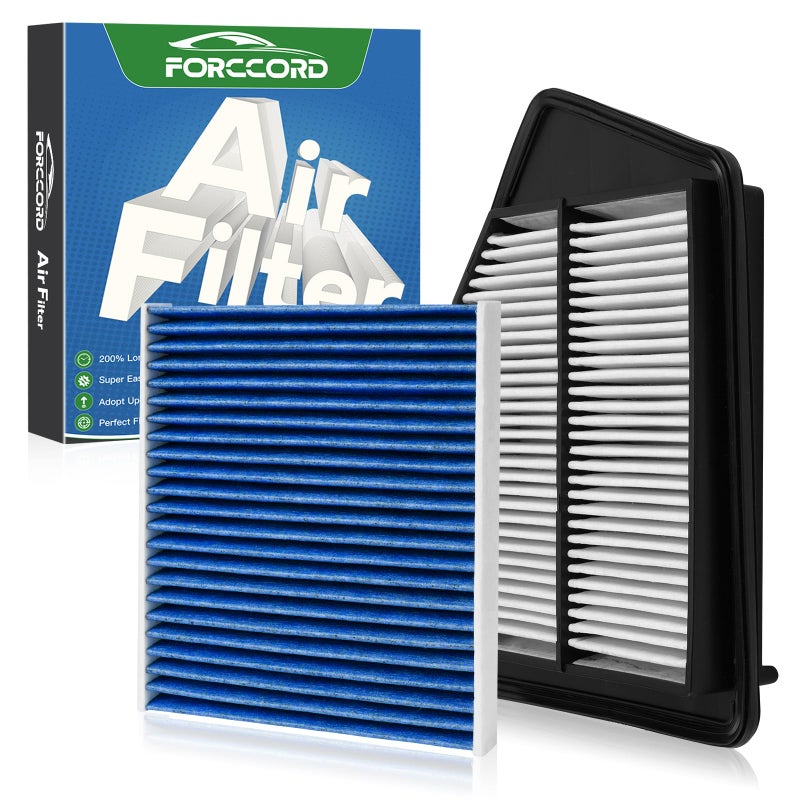 Forccord Cabin & Engine Air Filter Fit for Honda Accord 2.4L (2013-2017), Acura TLX 2.4L (2015-2020) Activated Carbon Cabin Filter Replacement Air Filter CF10134 CA11476 Car Accessories - Image 1