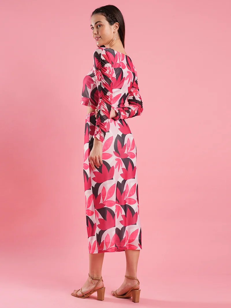 globus Women Printed Square Neck Top With Skirt