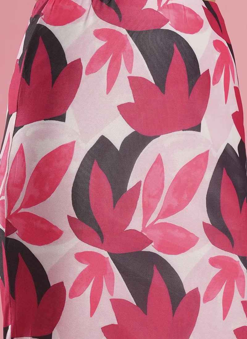 globus Globus Women Printed Square Neck Top With Skirt