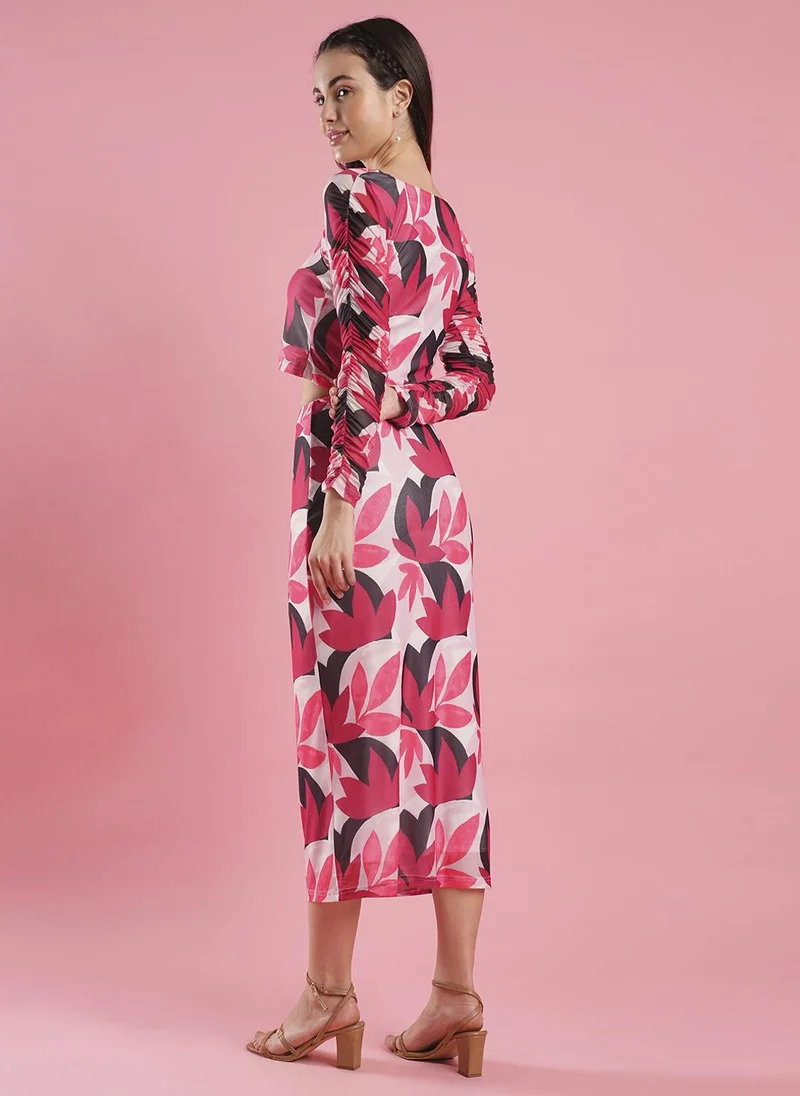 globus Globus Women Printed Square Neck Top With Skirt