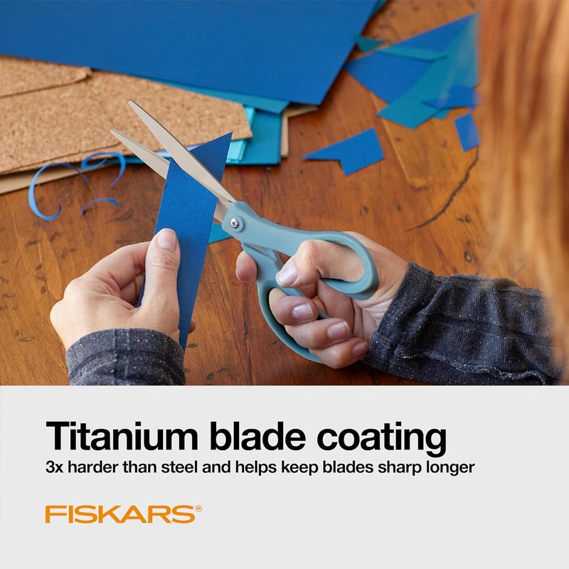 Fiskars SoftGrip Titanium Scissors - Contoured Performance All Purpose - 8" Titanium - Straight Paper Scissors for Office, and Arts and Crafts - 3-Count - Image 3