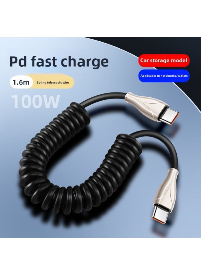 Generic - 100w Super Fast Charging Type-c Car Data Line Spring Line Charging Treasure Line Motorcycle Line 6A Universal-Color:Shrink 35cm Stretch 1.6m-Model:Usb Suitable For Apple[12w Fast Charging] - Image 1