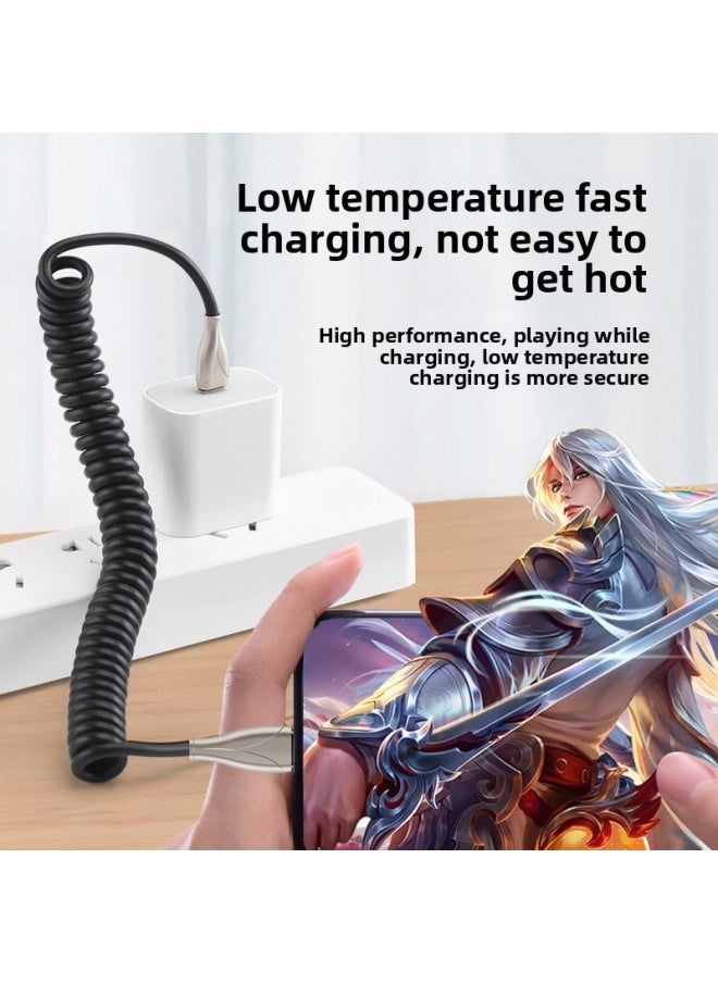 Generic - 100w Super Fast Charging Type-c Car Data Line Spring Line Charging Treasure Line Motorcycle Line 6A Universal-Color:Shrink 35cm Stretch 1.6m-Model:Usb Suitable For Apple[12w Fast Charging] - Image 1
