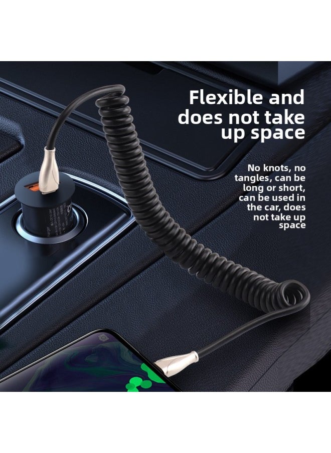 Generic - 100w Super Fast Charging Type-c Car Data Line Spring Line Charging Treasure Line Motorcycle Line 6A Universal-Color:Shrink 35cm Stretch 1.6m-Model:Usb Suitable For Apple[12w Fast Charging] - Image 1