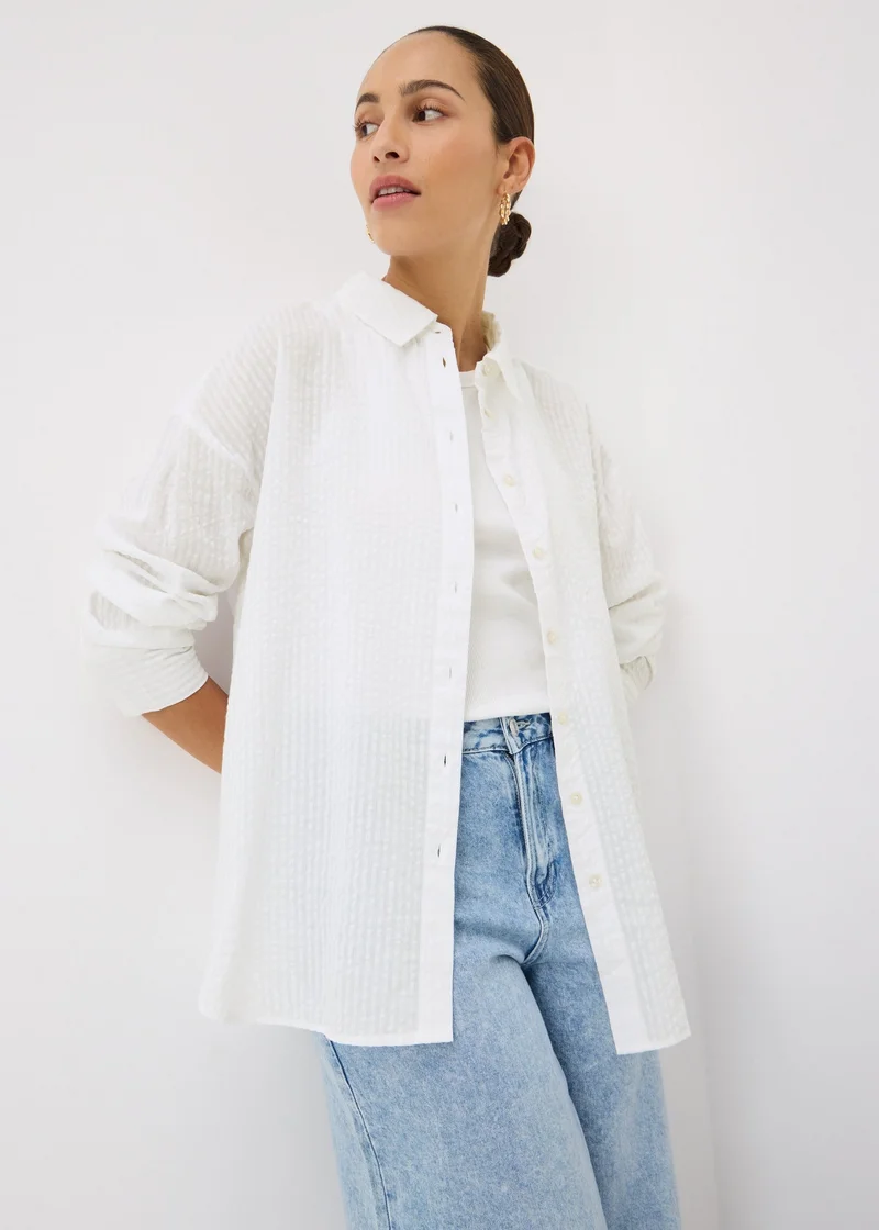 ماتلان White Stripe Seersucker Shirt