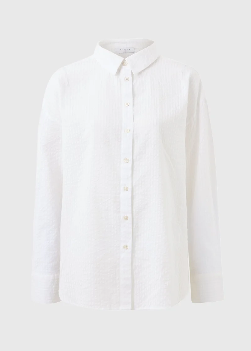 Matalan White White Stripe Seersucker Shirt for Women | Best Price UAE