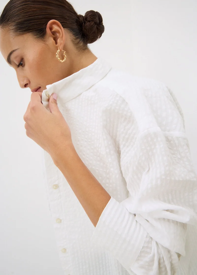 Matalan White White Stripe Seersucker Shirt for Women | Best Price UAE