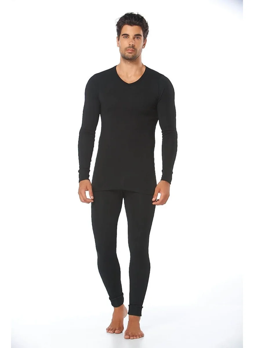 Tutku Passion Men's Black Thermal Bottom Top Set