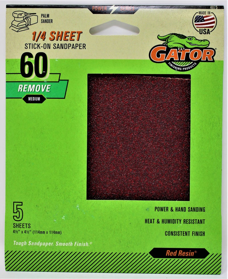 Ali Industries Sanding Sheets, Aluminum Oxide, 60-Grit, 4.5 x 4.5-In., 5-Pk. - Image 1