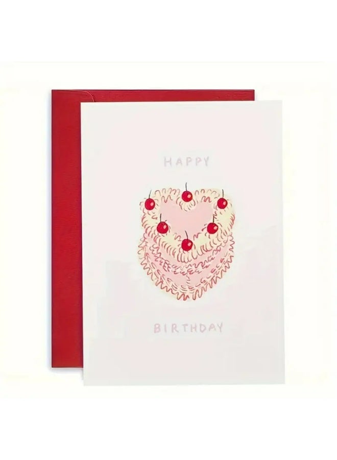 Kandid Birthday Greeting Card with Envelope, Design Print (Cherry Pink Birthday Cake) - Image 3