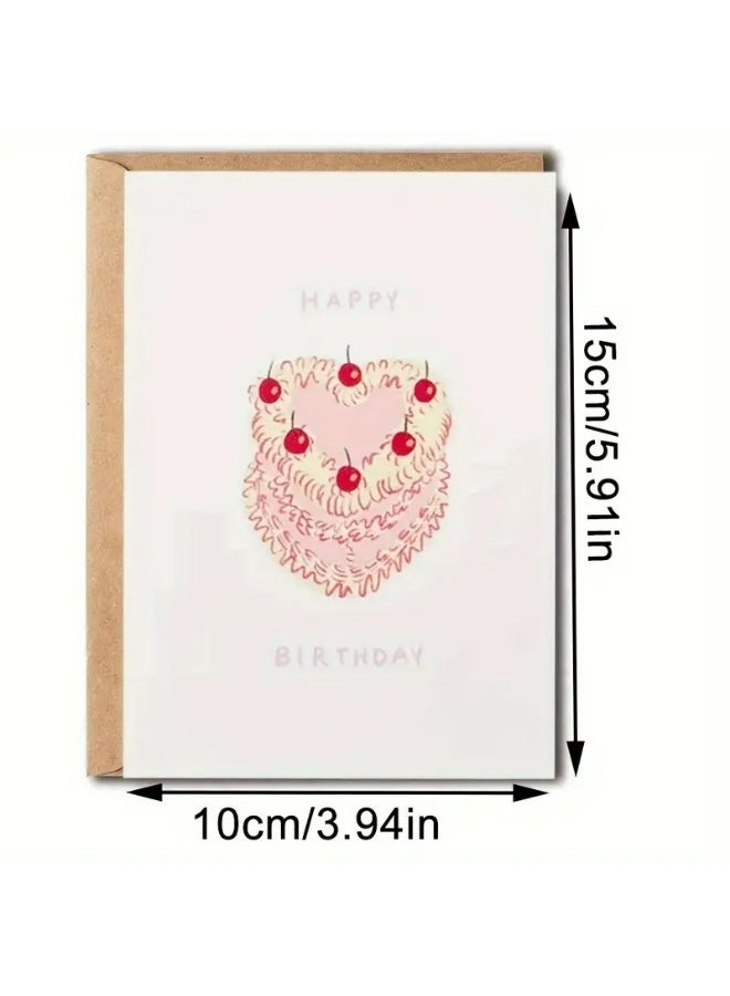 Kandid Birthday Greeting Card with Envelope, Design Print (Cherry Pink Birthday Cake) - Image 2
