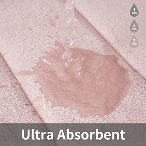 ROSMARUS Memory Foam Bath Mat 20” x 32”, Water Absorbent Shower Mat, Thick Bath Rugs for Bathroom Non Slip with PVC Backing, Ultra Soft Bathroom Rugs for Floor & Tub, Crystal Pink - Image 3