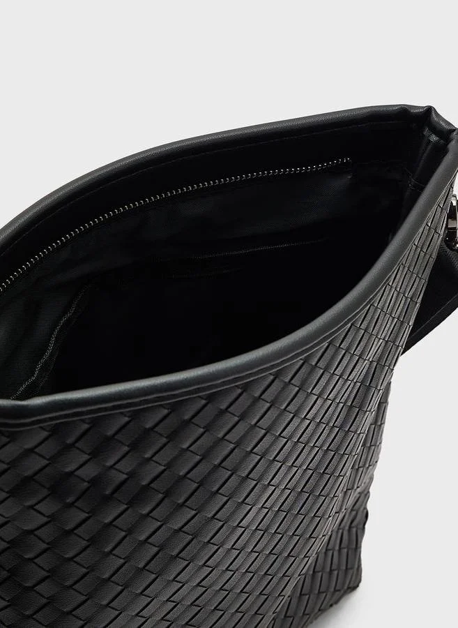 Robert Wood Weave Texture Casual Messenger Bag