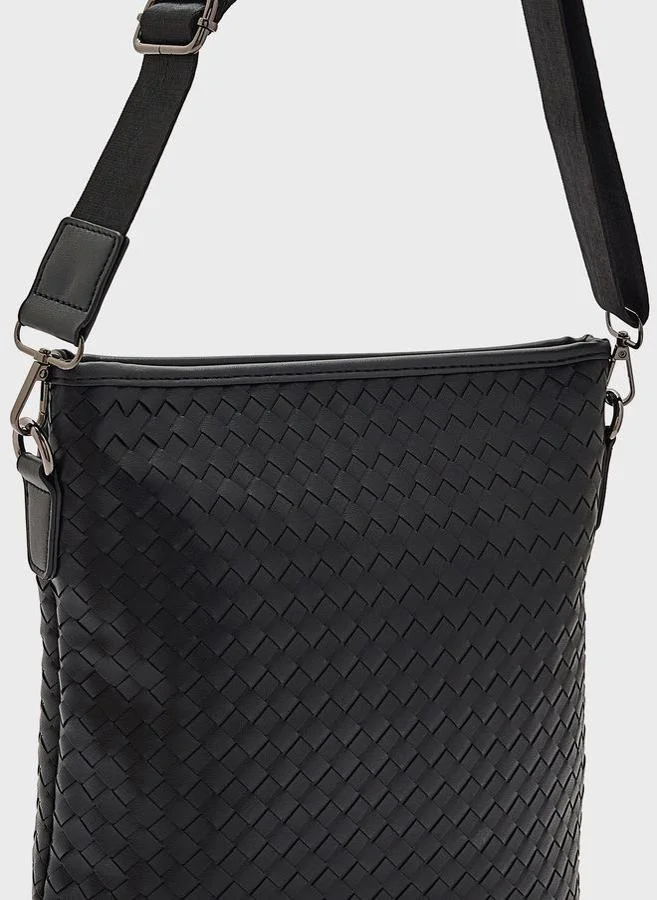 Robert Wood Weave Texture Casual Messenger Bag