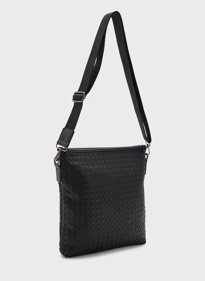 Robert Wood Weave Texture Casual Messenger Bag