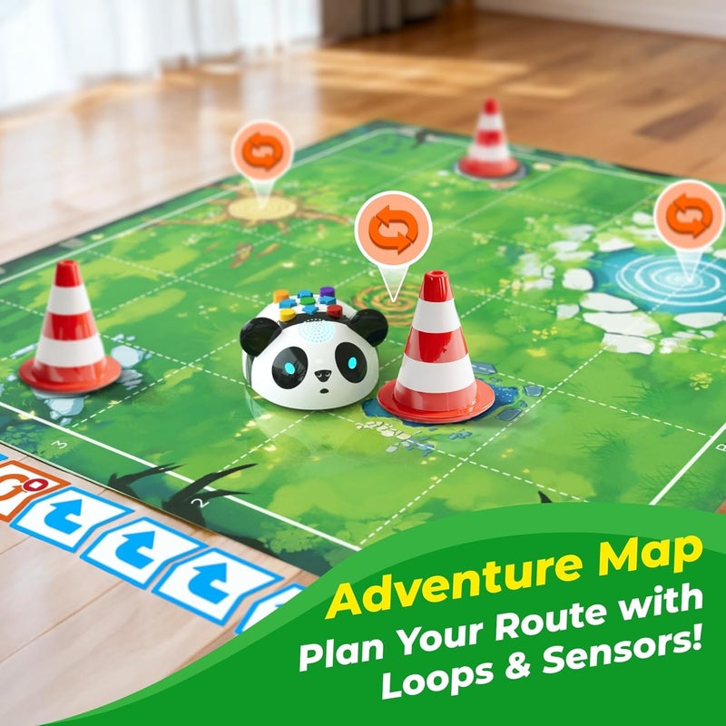 روبوت أبيتور باندا (Apitor Robot Panda) - روبوت للتعلم البرمجي للأطفال من عمر 4 إلى 5 سنوات | مجموعة روبوتات بدون شاشة، أزرار وبطاقات للبرمجة الفعلية، مجموعات تعليمية للأطفال في مجال البرمجة الكهربائية، مكونة من 48 قطعة، هدية للأطفال. - Image 5