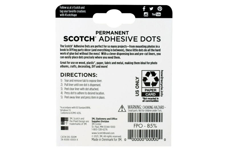 Scotch Adhesive Dots, Medium, 300 Dots/Pack, Easy Dispensing, Permanent, Photo-Safe (010-300M) - Image 4