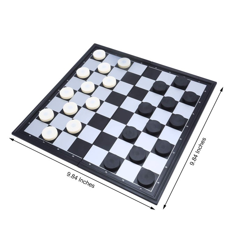 QuadPro Magnetic Travel Checkers Board Game Set with Folding Board Family Educational Toys for Kids and Adults - Image 2