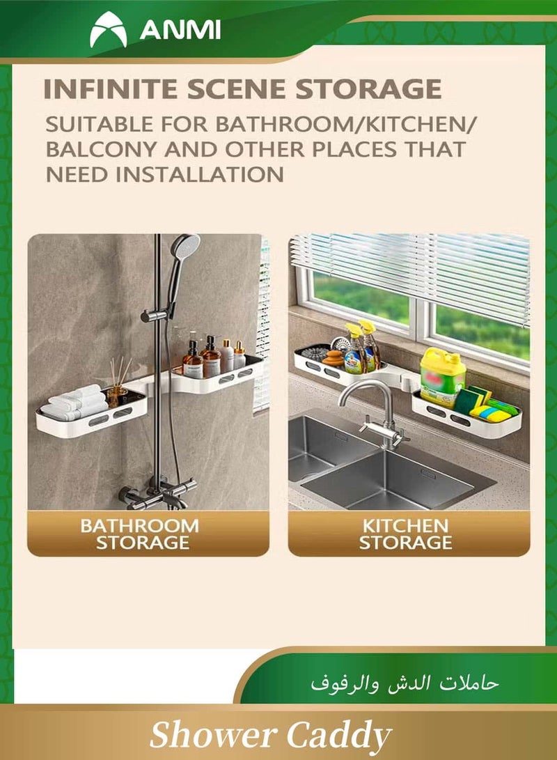 Anmi Corner Shower Caddy, Adhesive Bathroom Shower Organizer, Wall Mounted Shower Rack for Inside Shower & Bathroom Storage&Home Decor - Image 4