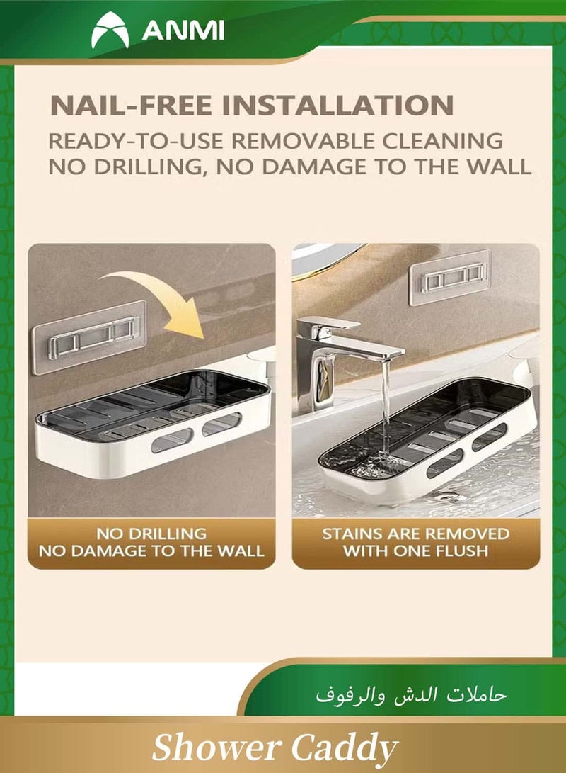 Anmi Corner Shower Caddy, Adhesive Bathroom Shower Organizer, Wall Mounted Shower Rack for Inside Shower & Bathroom Storage&Home Decor - Image 5