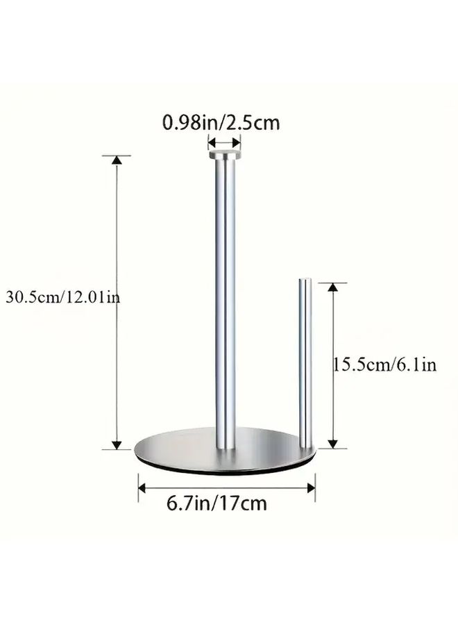 Stainless Steel Paper Towel Holder With Weighted Base Silvery Kitchen Organizer Rack - Image 3