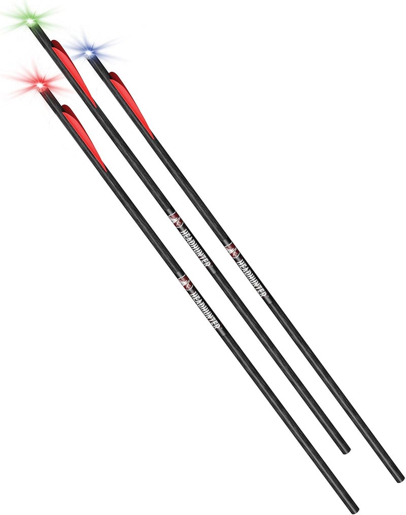 Barnett - Carbon Headhunter Lighted Strobe Crossbow Arrows - Multicolor Strobing Nocks, Half-Moon Design, Fully Assembled - Image 1