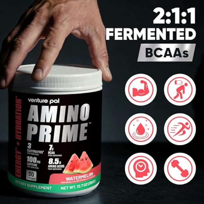Venture Pal Amino Energy Pre-Workout Powder with BCAA, Watermelon Flavor, 30 Servings - Image 4