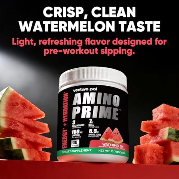 Venture Pal Amino Energy Pre-Workout Powder with BCAA, Watermelon Flavor, 30 Servings - Image 5
