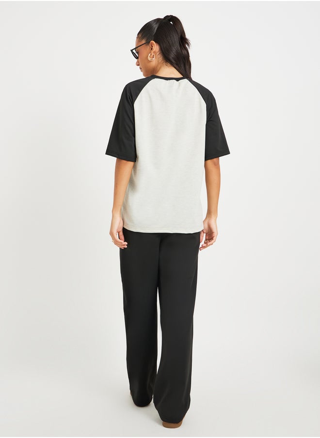 Take Two Slogan Print Two Tone T-Shirt and Pants Co-Ords  - Image 5