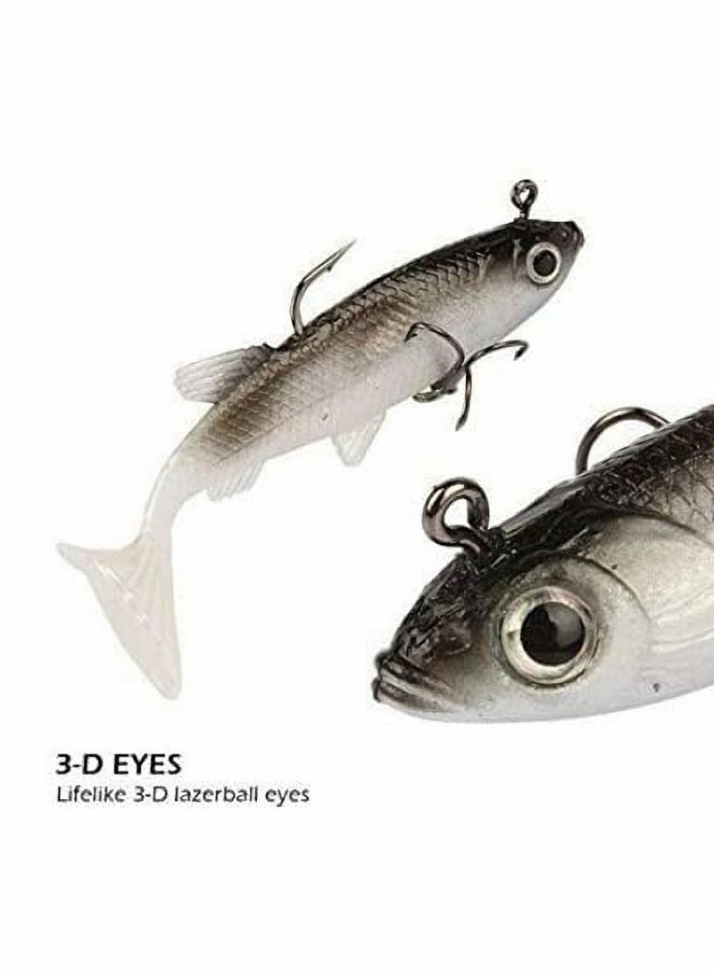 Excefore Fishing Lure Set, 5Pcs 8cm Soft Bait Head Sea Fish Lures Fishing Tackle Sharp Treble Hook T Tail Artificial Bait - Image 3