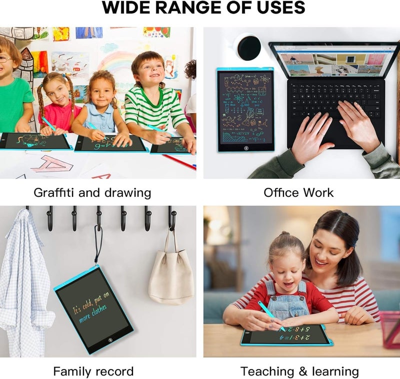 BIGJANE LCD Writing Tablet Drawing Board 12 Inch Colorful Girls Toys Christmas Birthday Gift for 3 4 5 6 7 Year Old Girls Erasable Drawing Tablet Doodle Board Toddler Learning Toys for Girls Age 3+ (Black) - Image 4