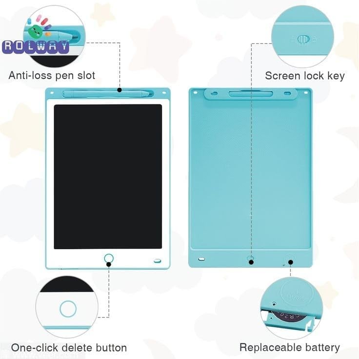 BIGJANE LCD Writing Tablet Drawing Board 12 Inch Colorful Girls Toys Christmas Birthday Gift for 3 4 5 6 7 Year Old Girls Erasable Drawing Tablet Doodle Board Toddler Learning Toys for Girls Age 3+ (Black) - Image 1