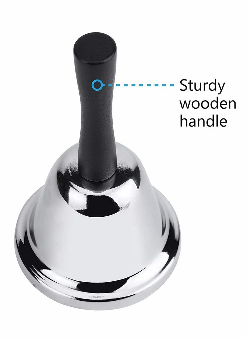 Excefore Loud Hand Bell, Silver Steel Hand Bells for Adults, Dinner Bells for Inside Classroom Bell, for Food Line, Alarm, Jingles, Ringing - Image 4