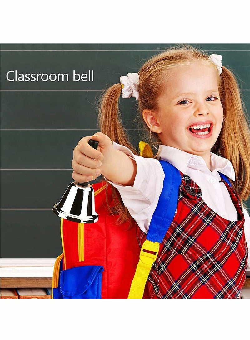 Excefore Loud Hand Bell, Silver Steel Hand Bells for Adults, Dinner Bells for Inside Classroom Bell, for Food Line, Alarm, Jingles, Ringing - Image 2